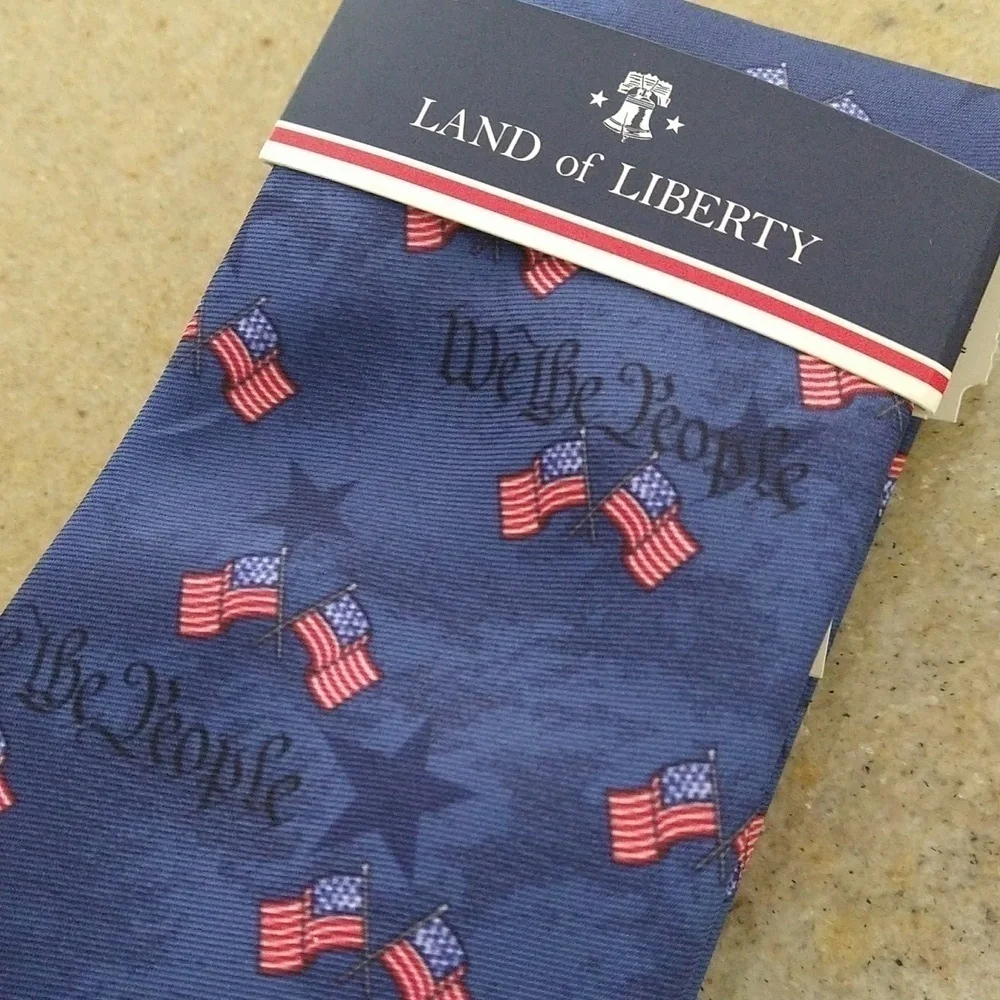 Patriotic men's flag Stars and stripes we the people land of liberty tie